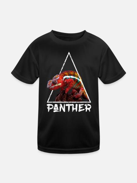 Panthère caméléon Géométrique en détresse - T-shirt sport Enfant - noir - Devant