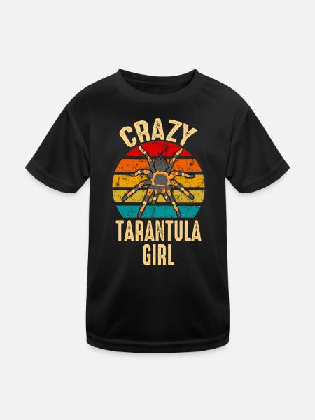 Crazy Tarantula Girl Pet Spider Arachnide - T-shirt sport Enfant - noir - Devant