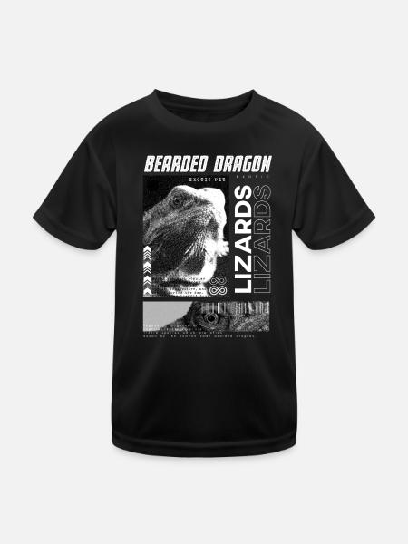 Bartagame Modern Streetwear Reptilienpfleger - Kinder Funktions-T-Shirt - Schwarz - Vorne