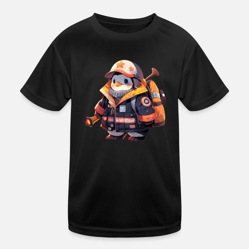 Pinguin Feuerwehrmann Kinder Funktions-T-Shirt