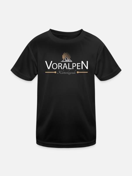 Voralpen Klettern - Kinder Funktions-T-Shirt - Schwarz - Vorne