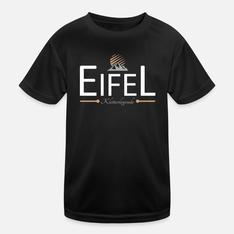 Eifel Klettern - Kinder Funktions-T-Shirt - Schwarz