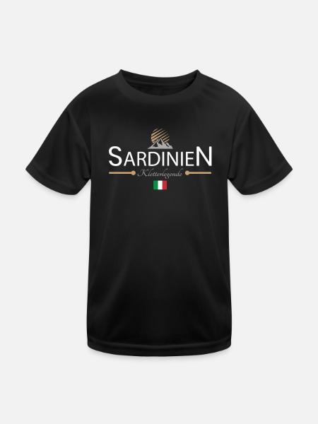 Sardinien Klettern - Kinder Funktions-T-Shirt - Schwarz - Vorne