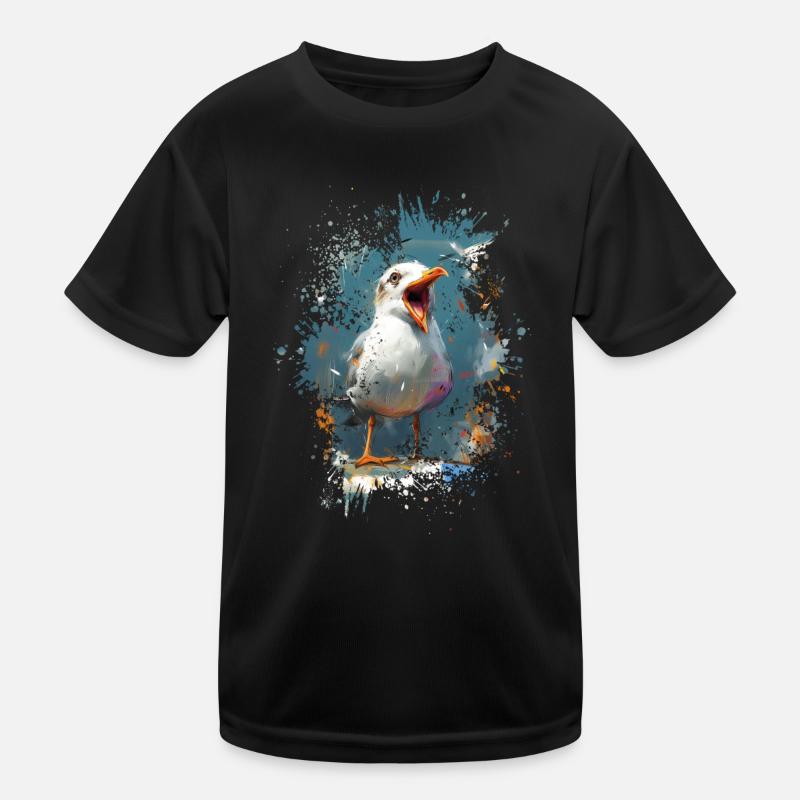 Kreischende Möwe - Kinder Funktions-T-Shirt - Schwarz