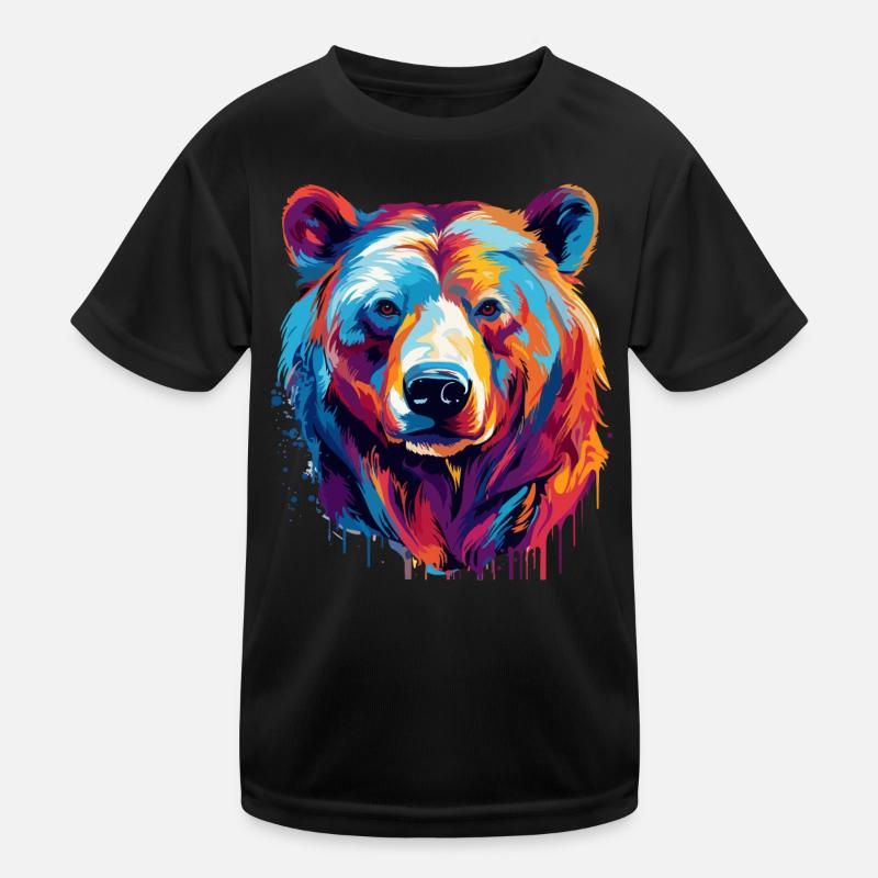 Bunter Bär Farbkleckse Farbspritzer Kinder Funktions-T-Shirt