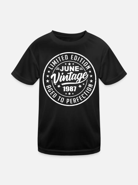Juin 1987 Cadeau Anniversaire 1987 Juin 1987 Rétro - T-shirt sport Enfant - noir - Devant