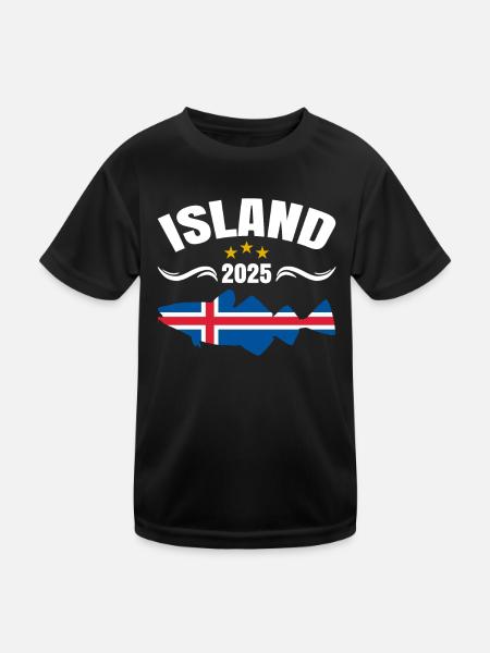 Island Angeltour 2025 - Kinder Funktions-T-Shirt - Schwarz - Vorne