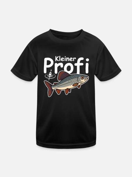 Kleiner Angler Profi - Kinder Funktions-T-Shirt - Schwarz - Vorne