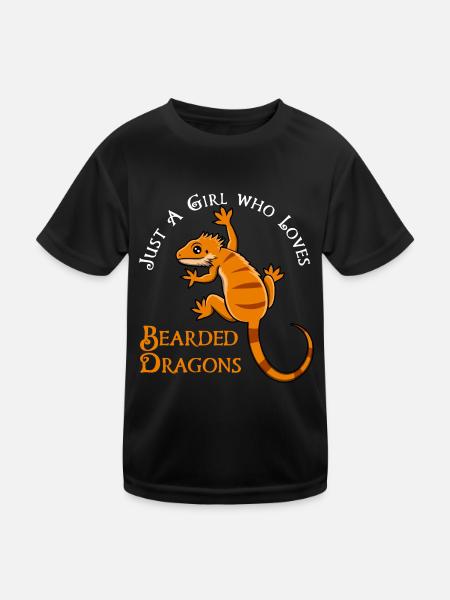 Mädchen mag Bartagamen Niedliches Reptil - Kinder Funktions-T-Shirt - Schwarz - Vorne