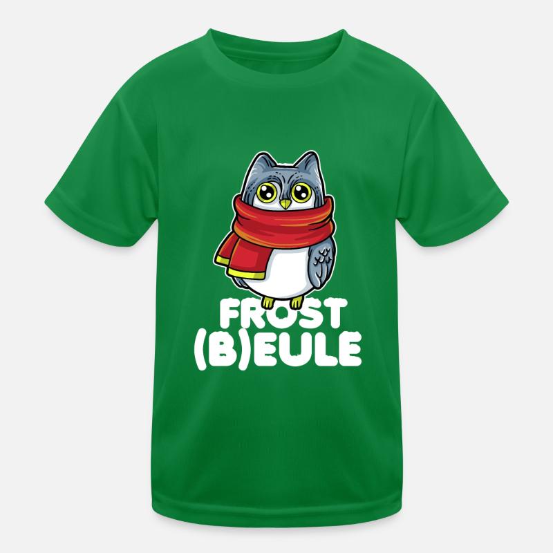 Frostbeule - Eule mit Schal und Mütze Kinder Funktions-T-Shirt