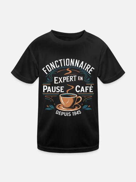 Fonctionnaire expert en pause café depuis 1945 - T-shirt sport Enfant - noir