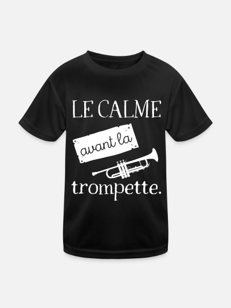 Le calme avant la trompette humourj eu de mots - T-shirt sport Enfant - noir - Devant