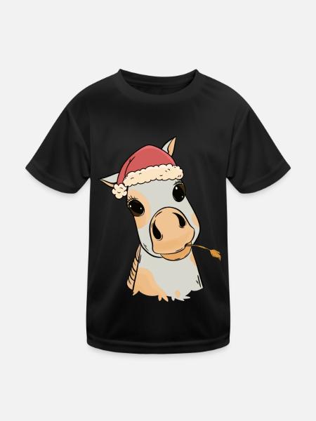 Fohlen Baby Xmas Weihnachtsgeschenk Pferdenarr - Kinder Funktions-T-Shirt - Schwarz - Vorne