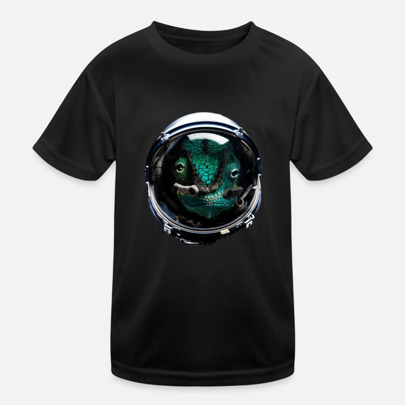 Astronaut Chameleon Reptile Keeper Outer Space Kids Functional T-Shirt