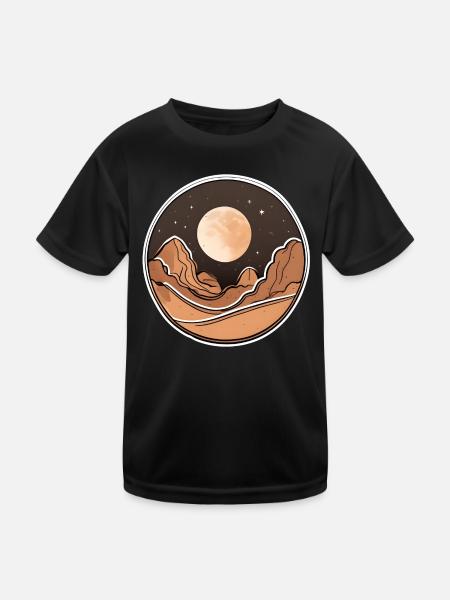 Boho Moon Adventures Exploring the Desert - Kids Functional T-Shirt - black