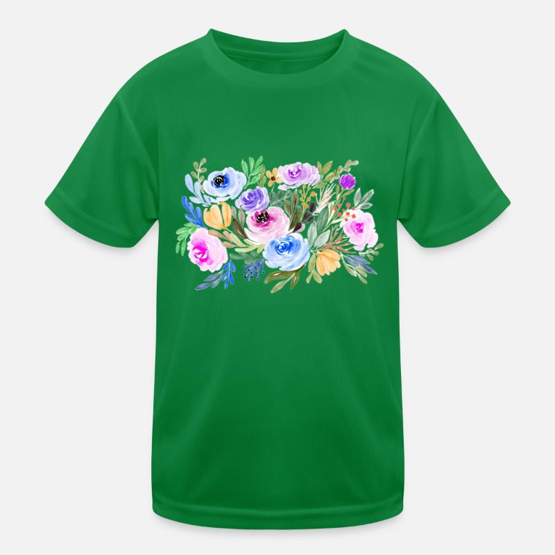 Aquarell Strauss Blumen mit farbigen Blüten Kinder Funktions-T-Shirt