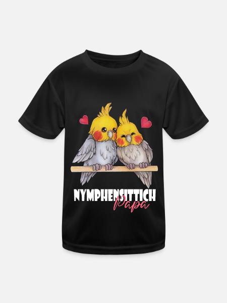 Niedlich Nymphen Geschenk Nymphensittich Papa - Kinder Funktions-T-Shirt - Schwarz - Vorne