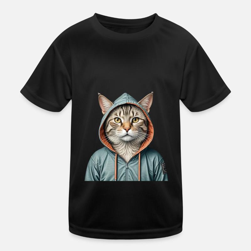 Cat wearing a jacket Kids Functional T-Shirt