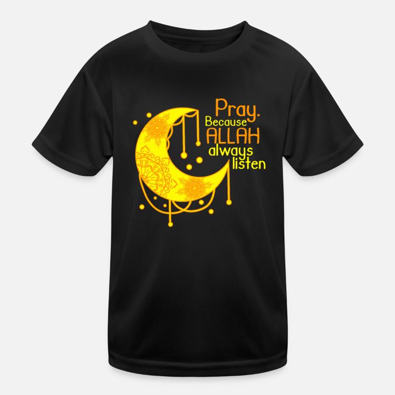 Islam Shirt Crescent Saying Allah Kids Functional T-Shirt