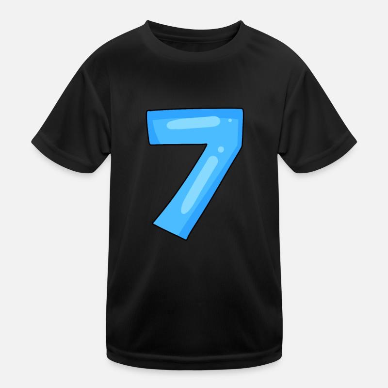 Nummer 7 - Kinder Funktions-T-Shirt - Schwarz