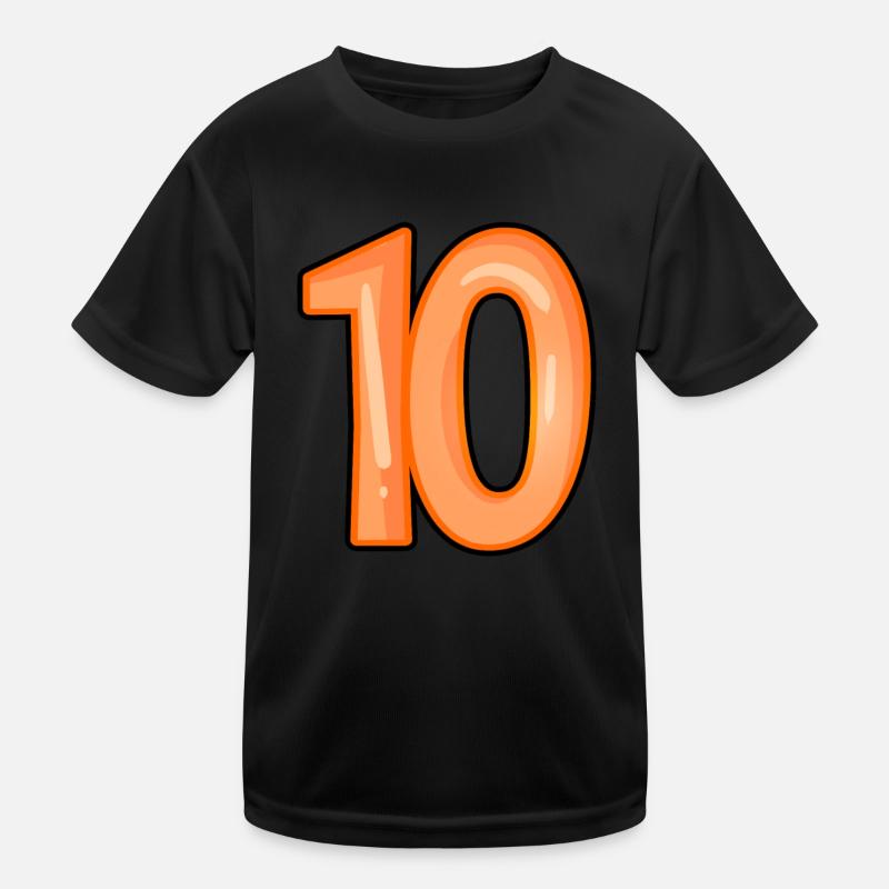 Nummer 10 - Kinder Funktions-T-Shirt - Schwarz