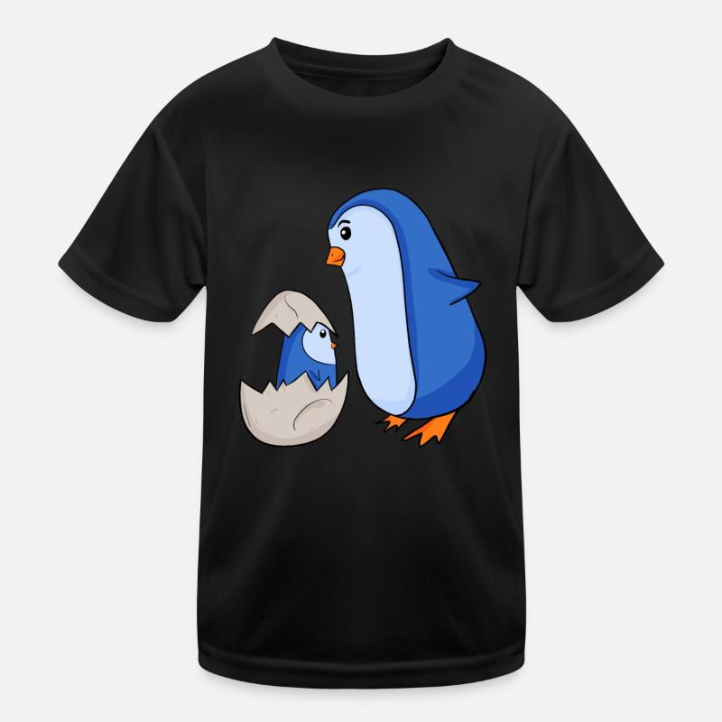 Pinguin mit Baby Pinguin Kinder Funktions-T-Shirt