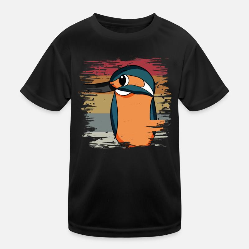 Eisvogel Blauer Vogel Retro Kinder Funktions-T-Shirt