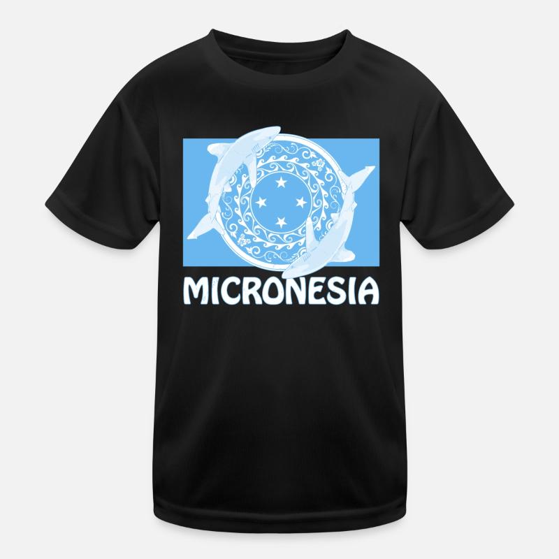 Drapeau de la Micronésie et requins d’eau profonde à pointe blanche T-shirt sport Enfant