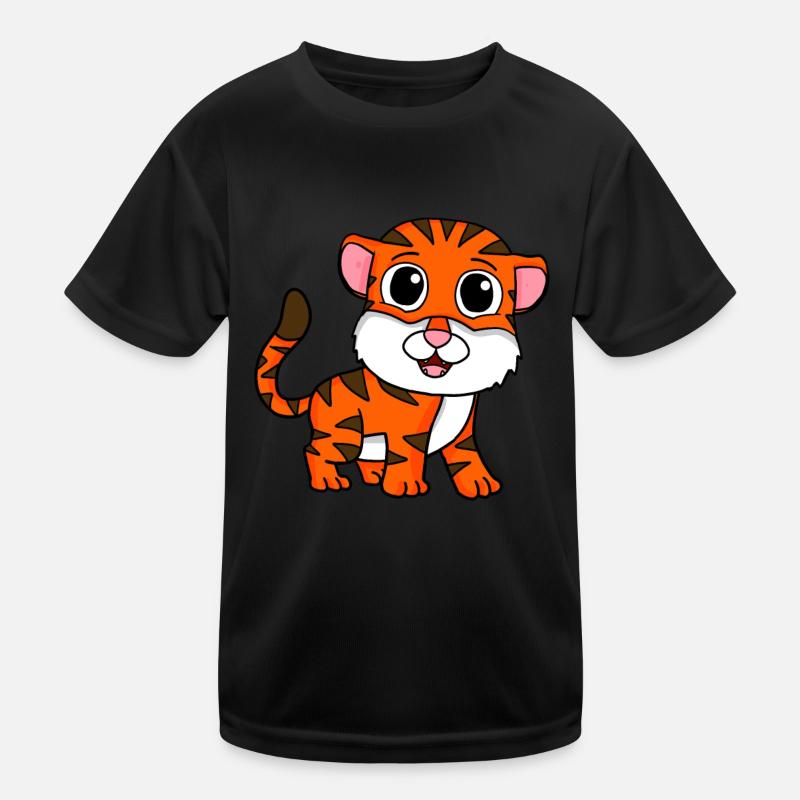 Tiger - Kinder Funktions-T-Shirt - Schwarz