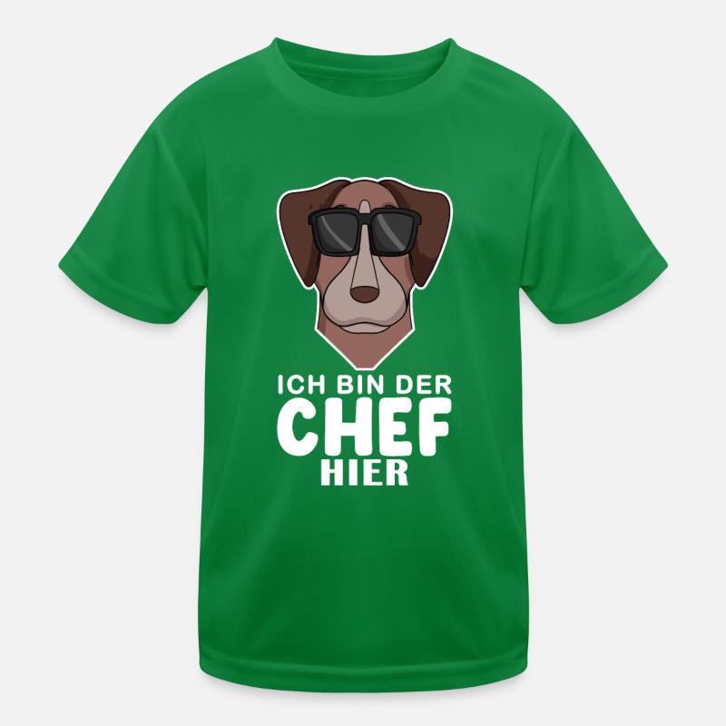 Chef Spruch Anführer Hund Pointer Motiv Kinder Funktions-T-Shirt