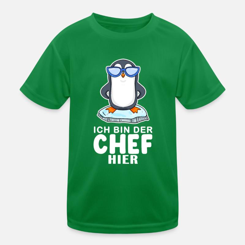 Chef Spruch Anführer Pinguin Motiv Kinder Funktions-T-Shirt