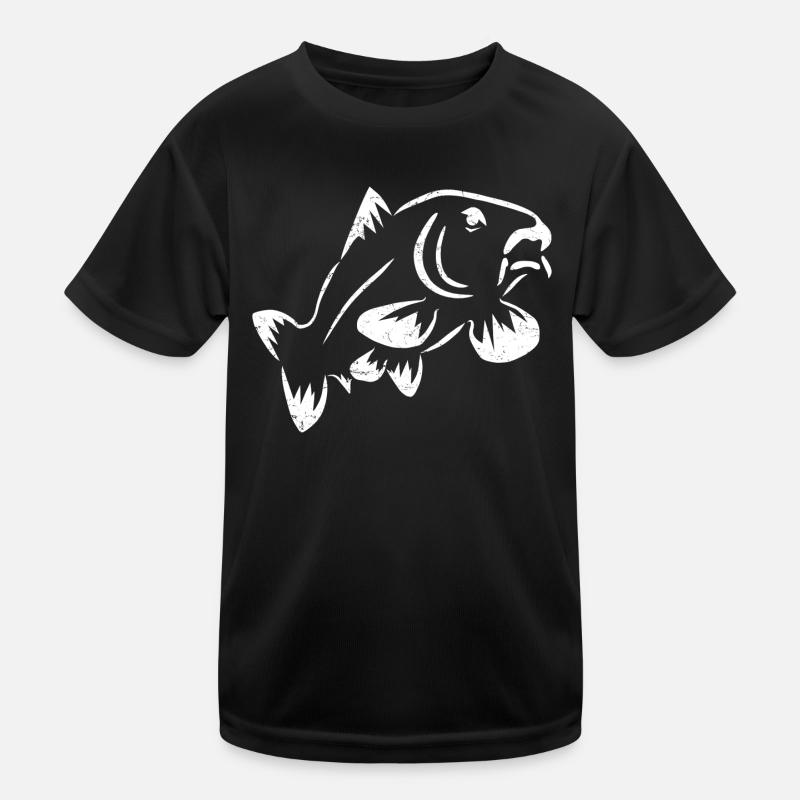 Karpfen - Kinder Funktions-T-Shirt - Schwarz
