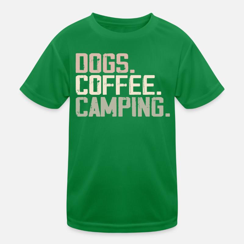 Dogs Coffee Camping Funny Campers Kids Functional T-Shirt