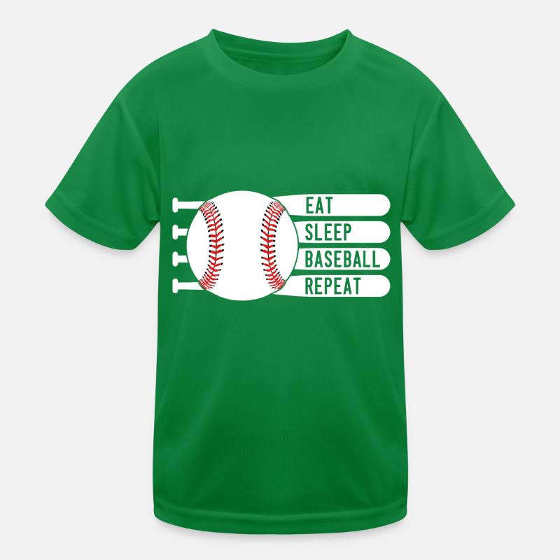 EAT SLEEP BASEBALL REPEAT Kinder Funktions-T-Shirt