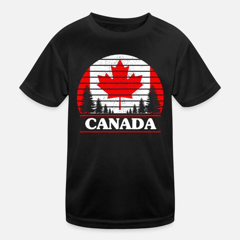 Kanada - Kinder Funktions-T-Shirt - Schwarz
