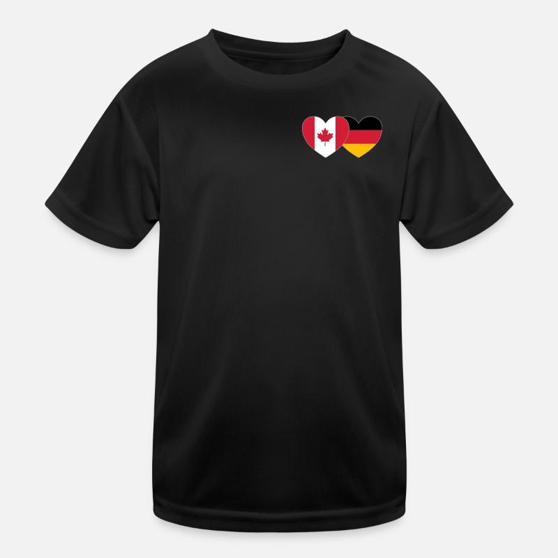 Canada Allemagne Drapeau Coeur T-shirt sport Enfant
