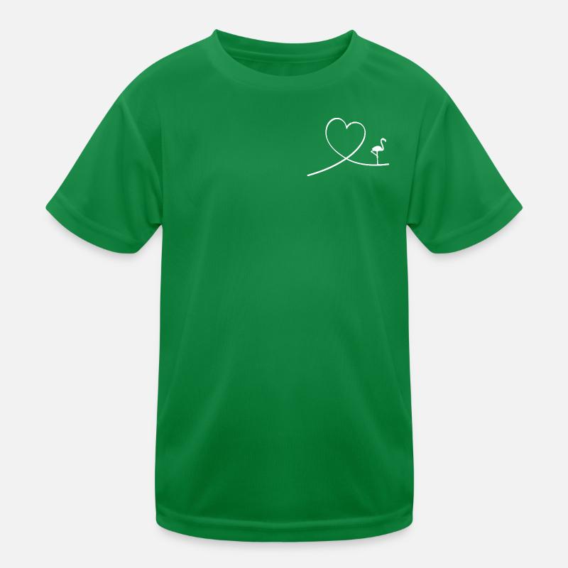 Flamingo Heart Love Water Bird Romance Affection Kids Functional T-Shirt