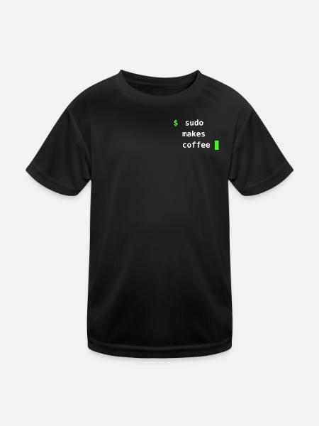 Sudo Makes Coffee – Conception de terminaux Linux - T-shirt sport Enfant - noir - Devant