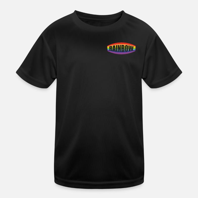 Rainbow Schriftzug Pochette Kinder Funktions-T-Shirt