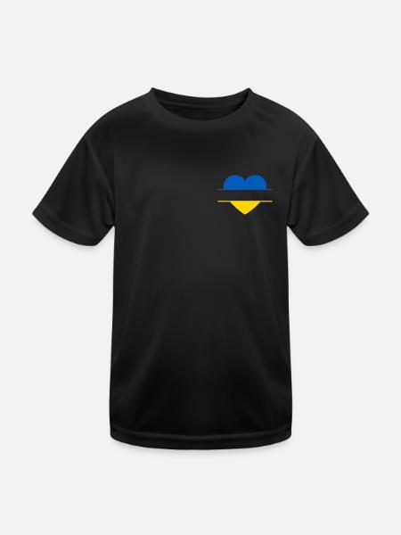 Ukraine Heart - Kids Functional T-Shirt - black - Front
