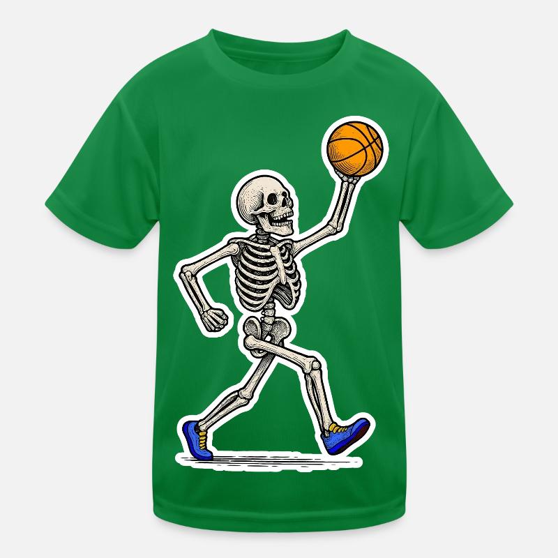 Basketball Skeleton Slam Kids Functional T-Shirt