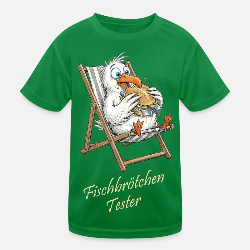 Fischbrötchen Tester Cartoon Kinder Funktions-T-Shirt