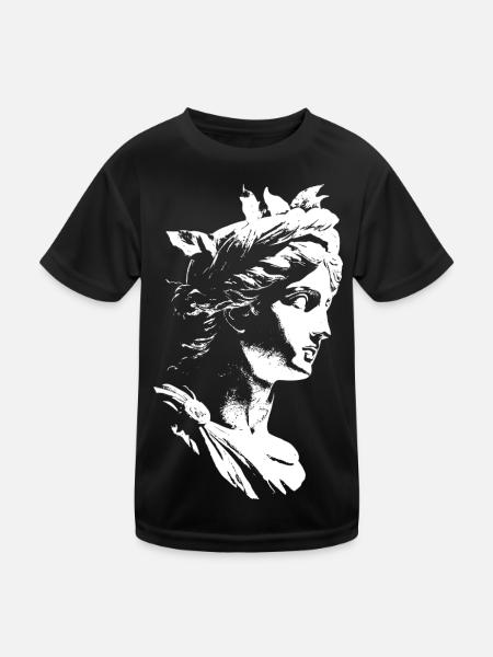 Ancient Greek Goddess – Black & White Art - Kids Functional T-Shirt - black - Front