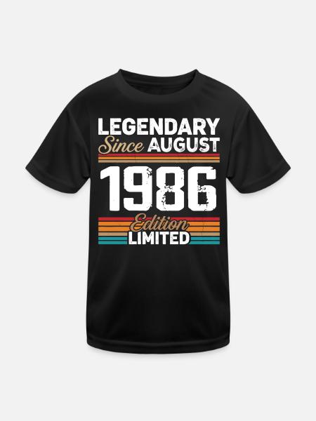 Legendär seit August 1986 Vintage Retro - Kinder Funktions-T-Shirt - Schwarz - Vorne