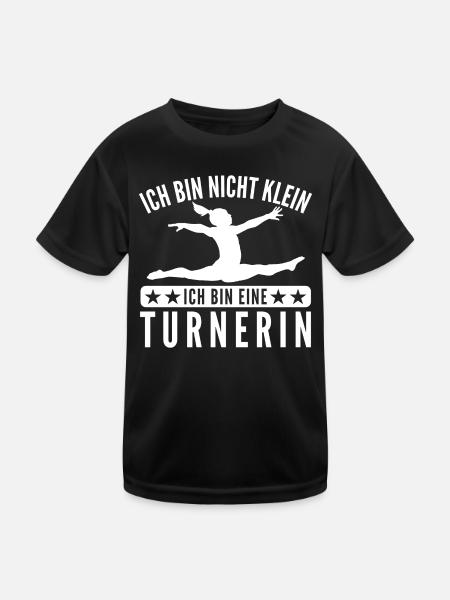 Turnen Turnerin Gymnastik Spruch Geschenk - Kinder Funktions-T-Shirt - Schwarz - Vorne