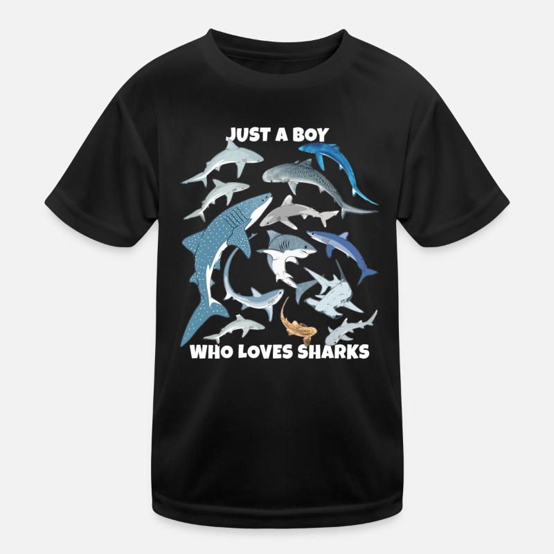 Just a boy who loves sharks Kids Functional T-Shirt