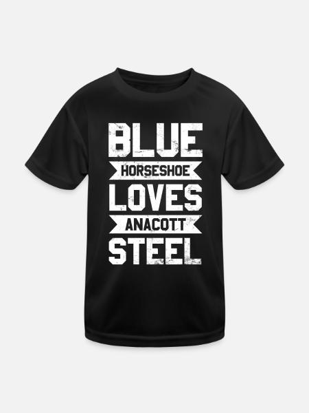 Blaues Hufeisen Liebt Anacott Steel Trading Design - Kinder Funktions-T-Shirt - Schwarz