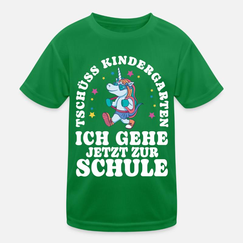 Einschulung Einhorn Tschüss Kindergarten Kinder Funktions-T-Shirt