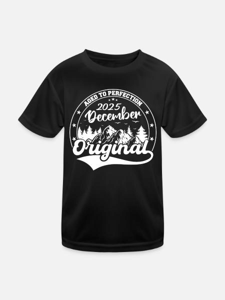Dezember 2025 Geburtstag Dezember 2025 Dezember - Kinder Funktions-T-Shirt - Schwarz - Vorne