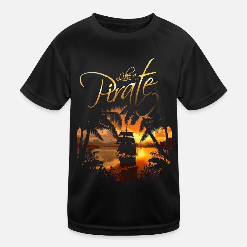 Comme un bateau pirate Palmiers au coucher du soleil T-shirt sport Enfant